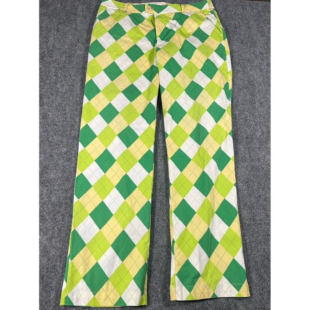 Loudmouth Argyle Golf Pants A-Tisket A-Tasket Green & Yellow Birdie sz 34x32